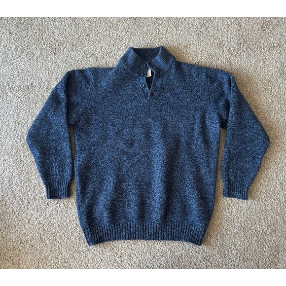 LL Bean Mens XL Tall XLT‎ Wool Pullover Sweater Mock Neck Blue Outdoor Preppy - Picture 1 of 6